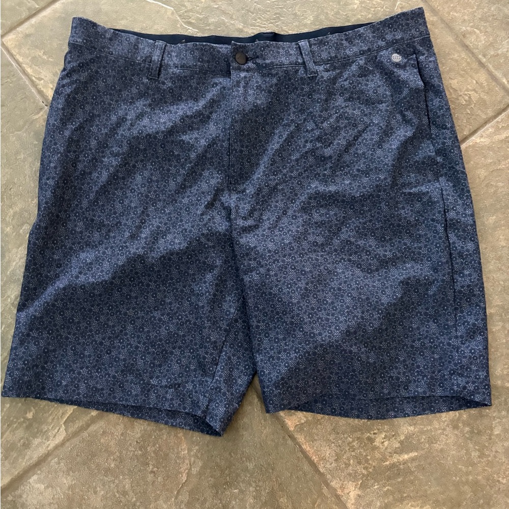 Adidas Men’s Navy Patterned Flat Front Golf Shorts 36